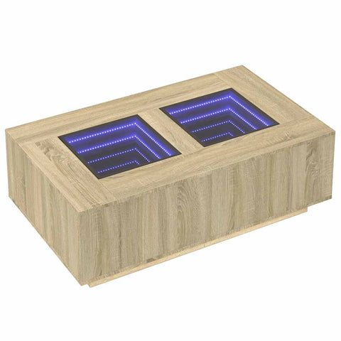 vidaXL Coffee Table with Infinity LED Sonoma Oak 116x69x40 cm