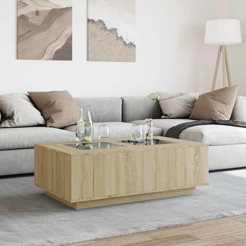 vidaXL Coffee Table with Infinity LED Sonoma Oak 116x69x40 cm