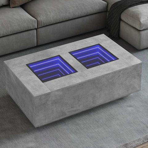 vidaXL Coffee Table with Infinity LED Concrete Grey 116x69x40 cm