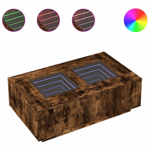 vidaXL Coffee Table with Infinity LED Smoked Oak 116x69x40 cm