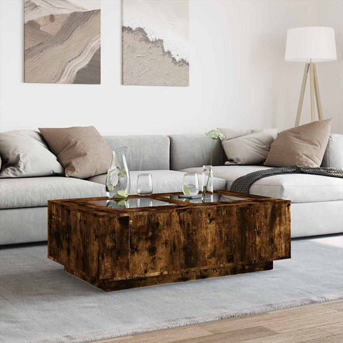 vidaXL Coffee Table with Infinity LED Smoked Oak 116x69x40 cm