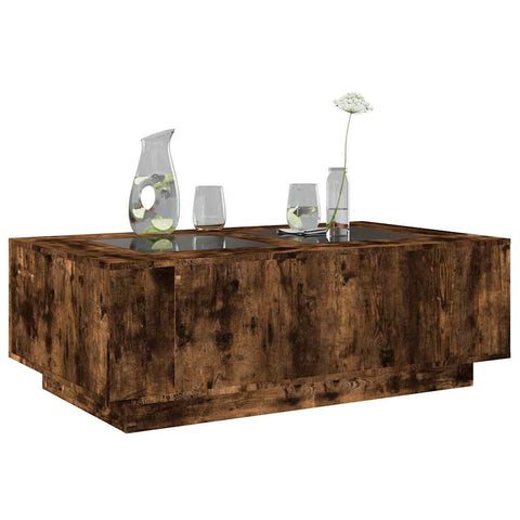 vidaXL Coffee Table with Infinity LED Smoked Oak 116x69x40 cm
