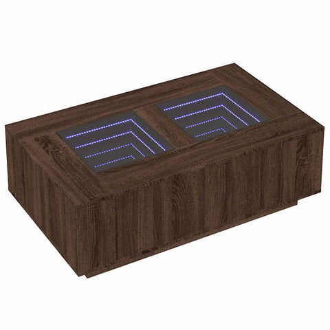 vidaXL Coffee Table with Infinity LED Brown Oak 116x69x40 cm