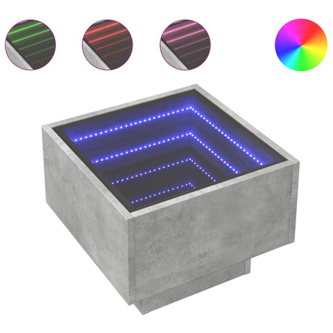 vidaXL Bedside Table with Infinity LED Concrete Grey 40x40x30 cm