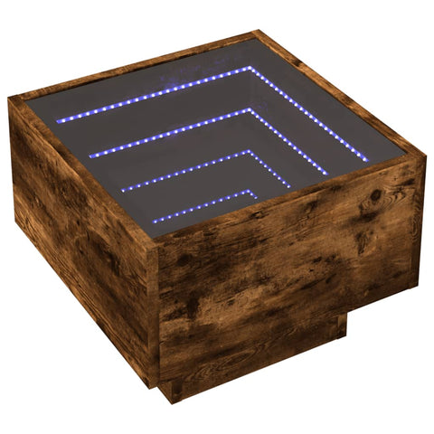 vidaXL Bedside Table with Infinity LED Smoked Oak 40x40x30 cm