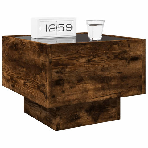 vidaXL Bedside Table with Infinity LED Smoked Oak 40x40x30 cm