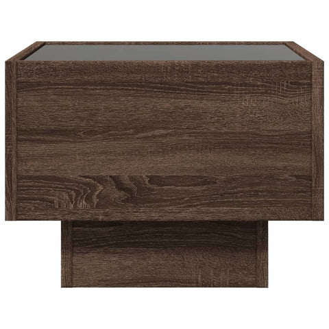 vidaXL Bedside Table with Infinity LED Brown Oak 40x40x30 cm
