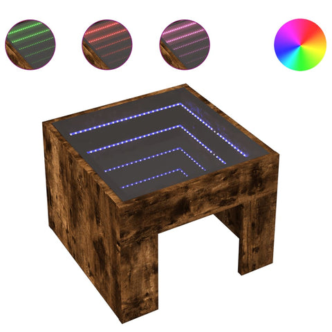 vidaXL Bedside Table with Infinity LED Smoked Oak 40x40x30 cm