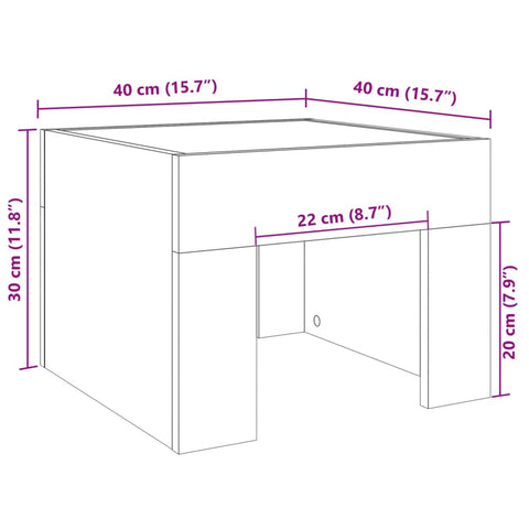 vidaXL Bedside Table with Infinity LED Brown Oak 40x40x30 cm