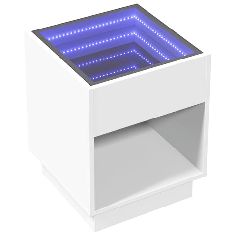 vidaXL Bedside Table with Infinity LED White 40x40x50 cm