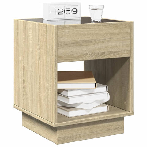 vidaXL Bedside Table with Infinity LED Sonoma Oak 40x40x50 cm
