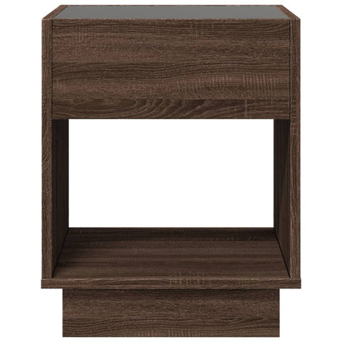 vidaXL Bedside Table with Infinity LED Brown Oak 40x40x50 cm