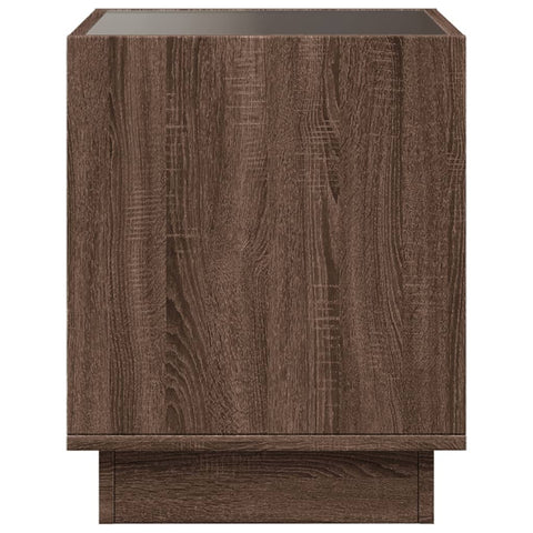 vidaXL Bedside Table with Infinity LED Brown Oak 40x40x50 cm