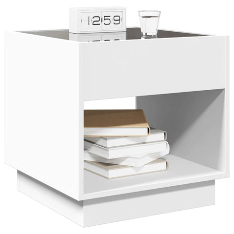 vidaXL Bedside Table with Infinity LED White 50x50x50 cm