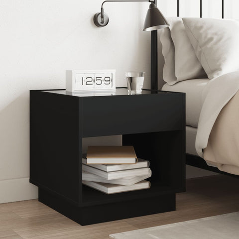 vidaXL Bedside Table with Infinity LED Black 50x50x50 cm