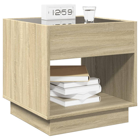 vidaXL Bedside Table with Infinity LED Sonoma Oak 50x50x50 cm