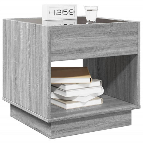 vidaXL Bedside Table with Infinity LED Grey Sonoma 50x50x50 cm