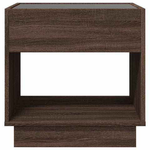 vidaXL Bedside Table with Infinity LED Brown Oak 50x50x50 cm