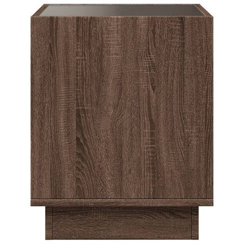 vidaXL Bedside Table with Infinity LED Brown Oak 50x50x50 cm