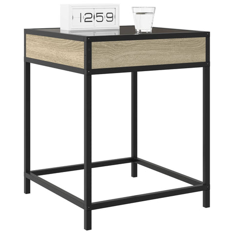 vidaXL Bedside Table with Infinity LED Sonoma Oak 40x40x51 cm