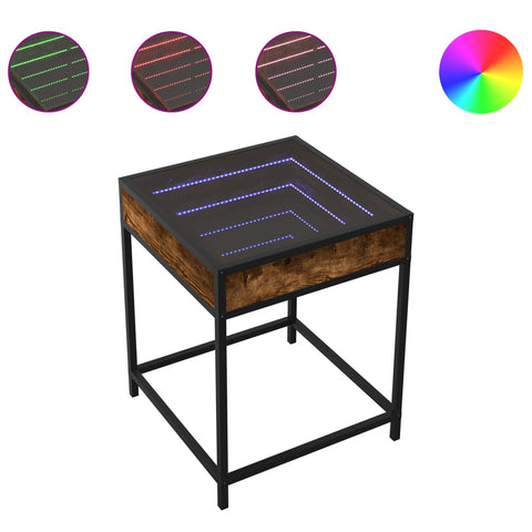vidaXL Bedside Table with Infinity LED Smoked Oak 40x40x51 cm
