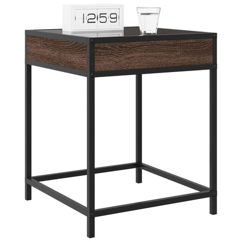 vidaXL Bedside Table with Infinity LED Brown Oak 40x40x51 cm
