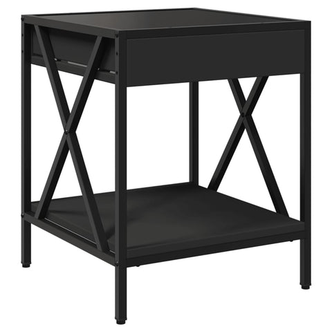 vidaXL Bedside Table with Infinity LED Black 40x40x49 cm