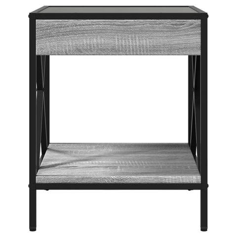 vidaXL Bedside Table with Infinity LED Grey Sonoma 40x40x49 cm