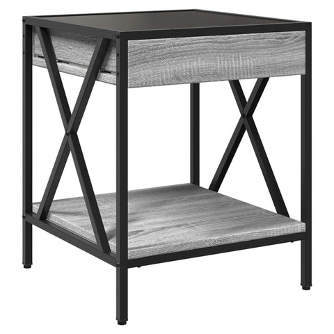 vidaXL Bedside Table with Infinity LED Grey Sonoma 40x40x49 cm
