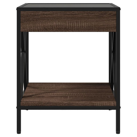 vidaXL Bedside Table with Infinity LED Brown Oak 40x40x49 cm