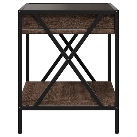 vidaXL Bedside Table with Infinity LED Brown Oak 40x40x49 cm