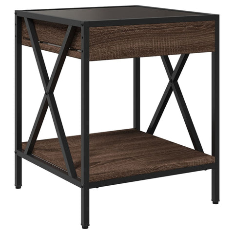 vidaXL Bedside Table with Infinity LED Brown Oak 40x40x49 cm