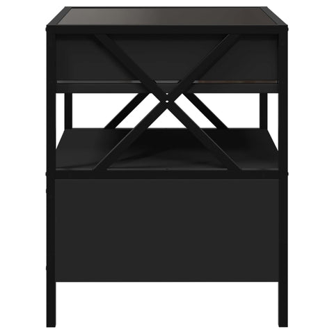 vidaXL Bedside Table with Infinity LED Black 40x40x51 cm