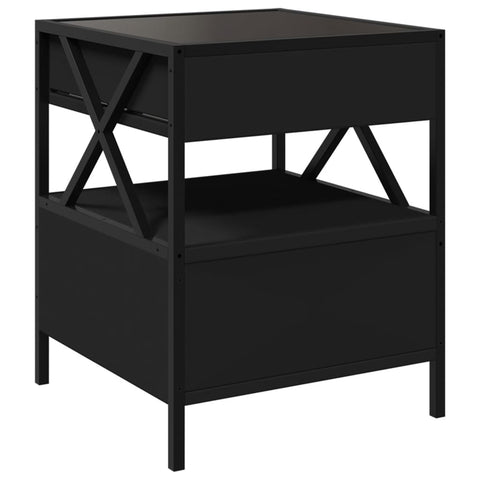 vidaXL Bedside Table with Infinity LED Black 40x40x51 cm