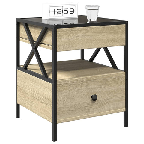 vidaXL Bedside Table with Infinity LED Sonoma Oak 40x40x51 cm