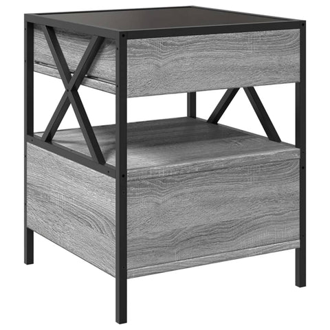 vidaXL Bedside Table with Infinity LED Grey Sonoma 40x40x51 cm