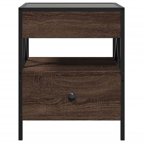 vidaXL Bedside Table with Infinity LED Brown Oak 40x40x51 cm