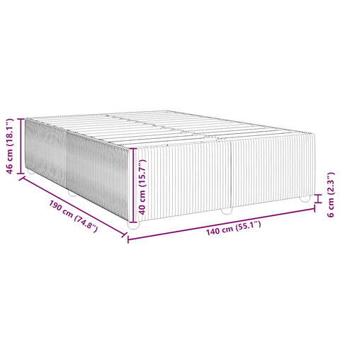 vidaXL Bed Frame without Mattress Light Grey 140x190 cm Velvet