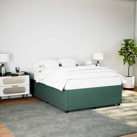 vidaXL Bed Frame without Mattress Dark Green 140x190 cm Velvet