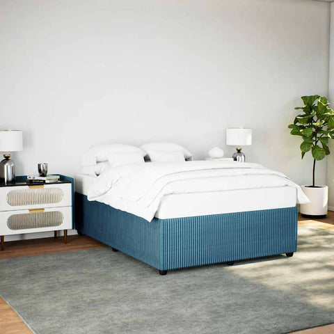 vidaXL Bed Frame without Mattress Blue 140x190 cm Velvet