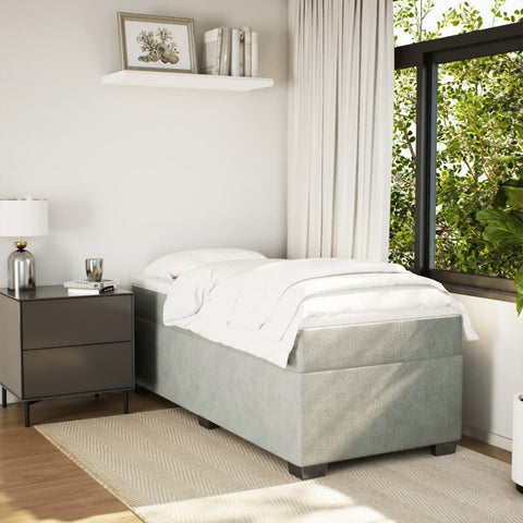 vidaXL Box Spring Bed with Mattress Light Grey 90x200 cm Velvet