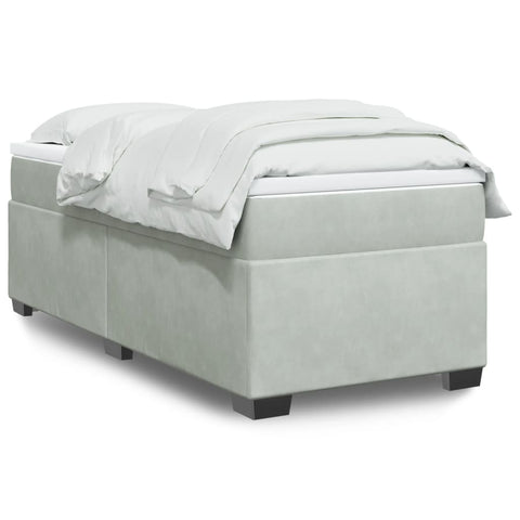 vidaXL Box Spring Bed with Mattress Light Grey 90x200 cm Velvet