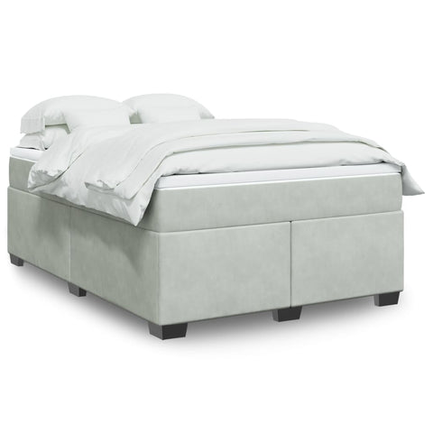 vidaXL Box Spring Bed with Mattress Light Grey 140x200 cm Velvet