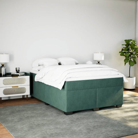 vidaXL Box Spring Bed with Mattress Dark Green 140x200 cm Velvet