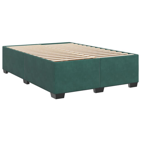 vidaXL Box Spring Bed with Mattress Dark Green 140x200 cm Velvet
