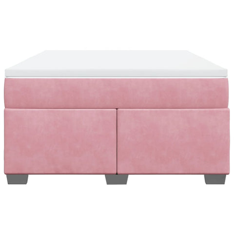 vidaXL Box Spring Bed with Mattress Pink 140x200 cm Velvet