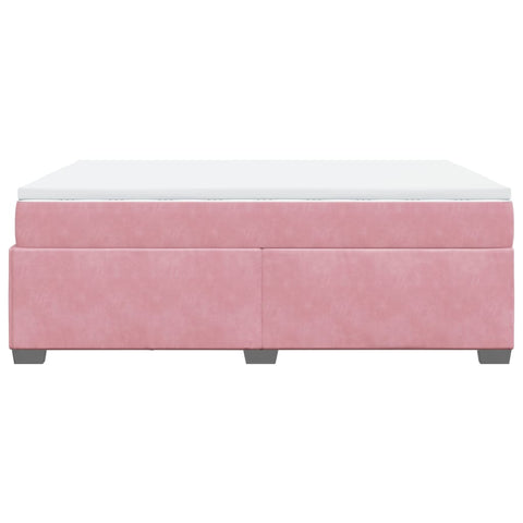 vidaXL Box Spring Bed with Mattress Pink 140x200 cm Velvet