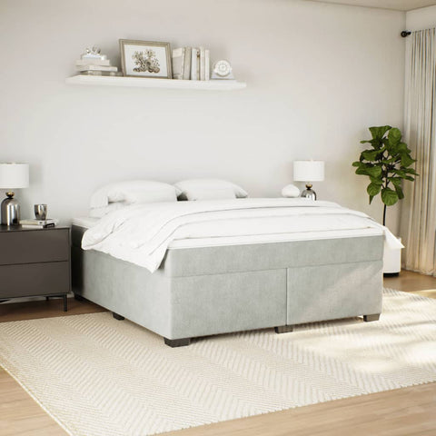 vidaXL Box Spring Bed with Mattress Light Grey 180x200 cm Velvet