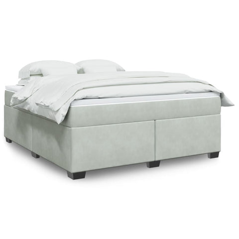 vidaXL Box Spring Bed with Mattress Light Grey 180x200 cm Velvet