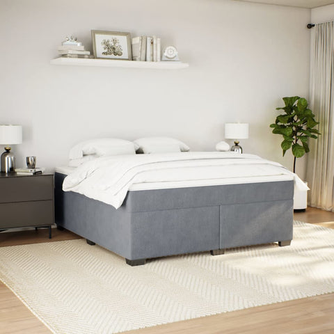vidaXL Box Spring Bed with Mattress Dark Grey 180x200 cm Velvet